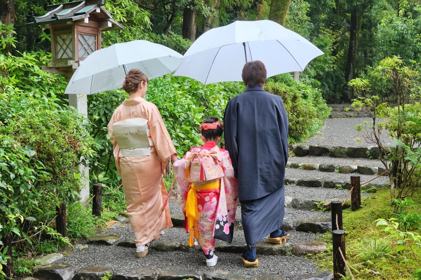 神社で雨の日の七五三