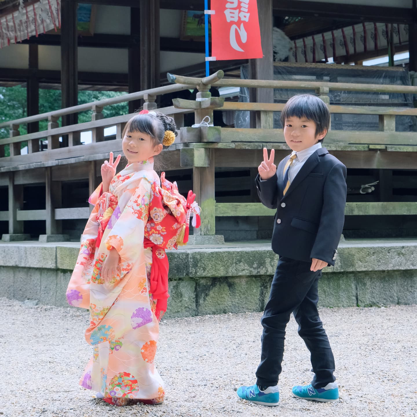 奈良の往馬大社での七五三の写真