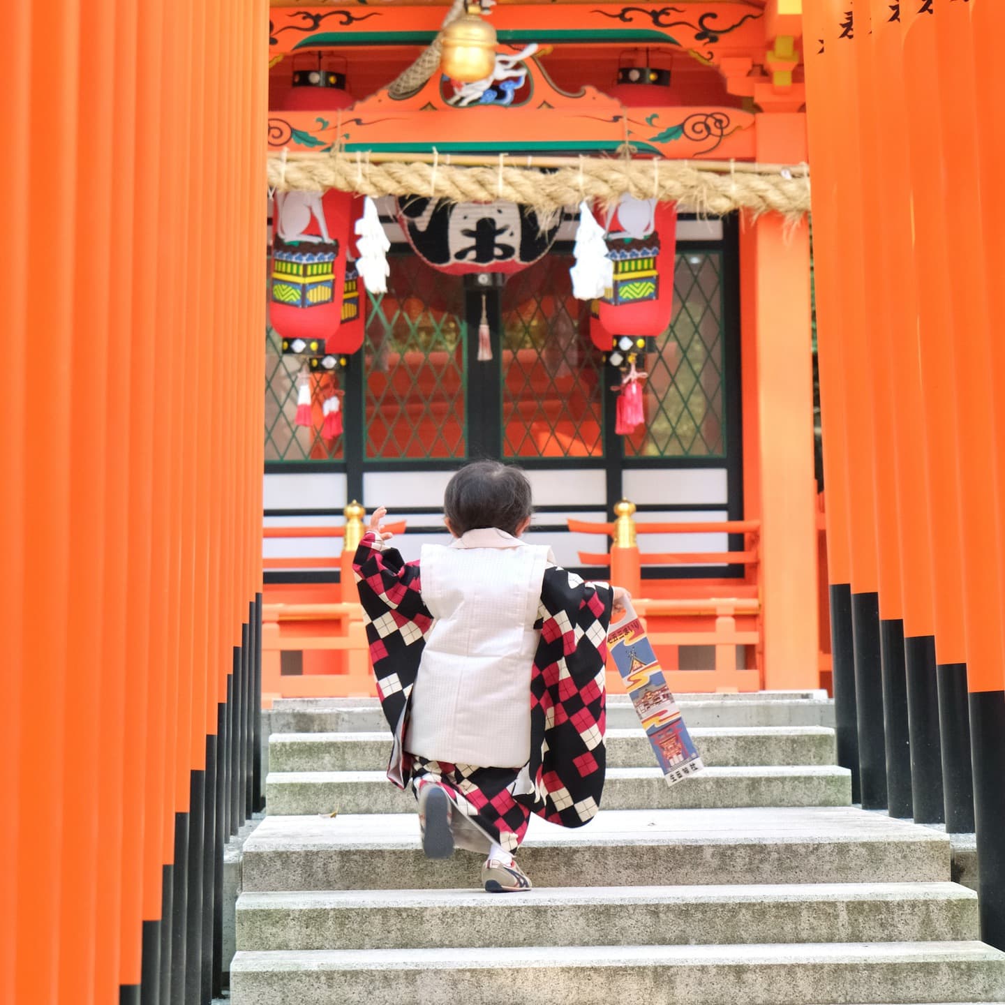 神戸の生田神社で七五三参りをした写真