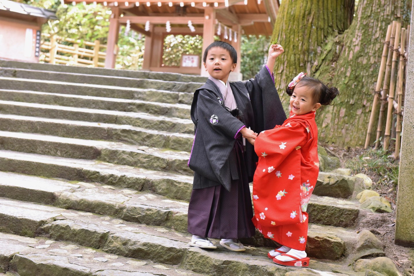 奈良の神社での七五三写真