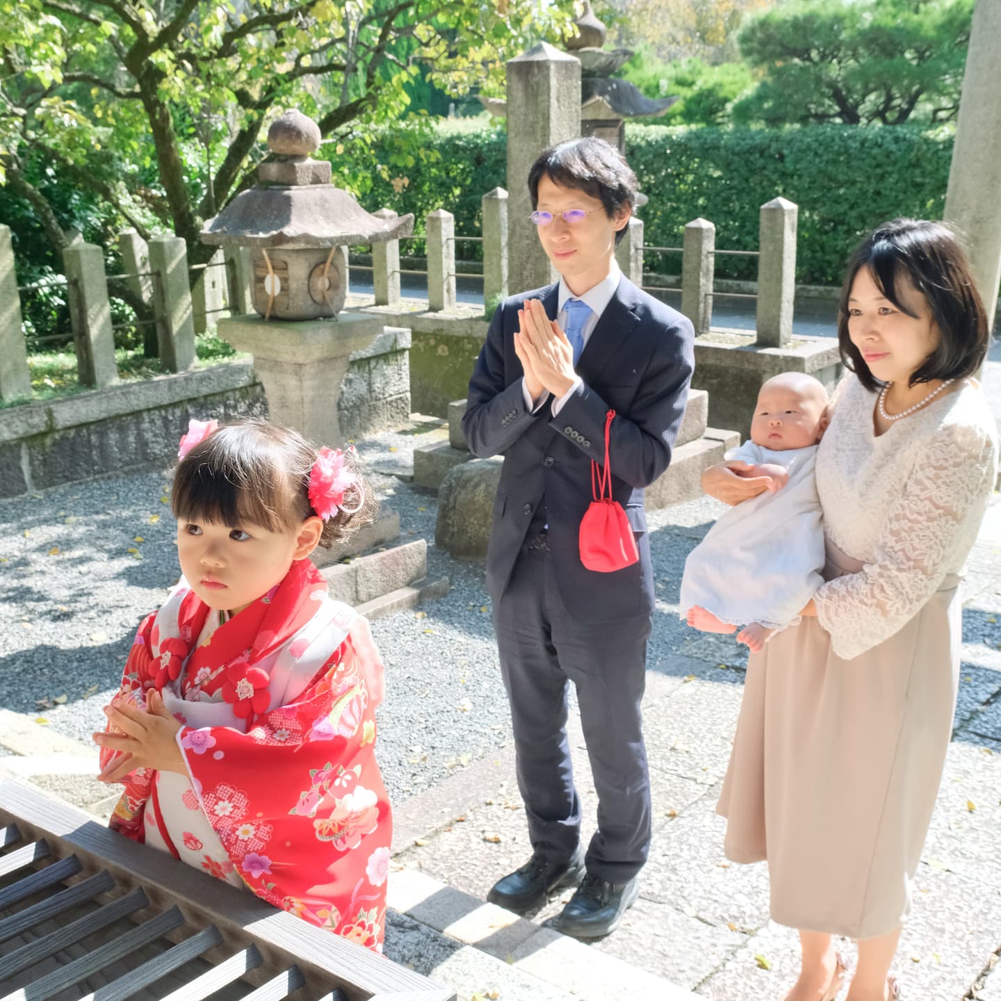 京都の城南宮で七五三をした写真