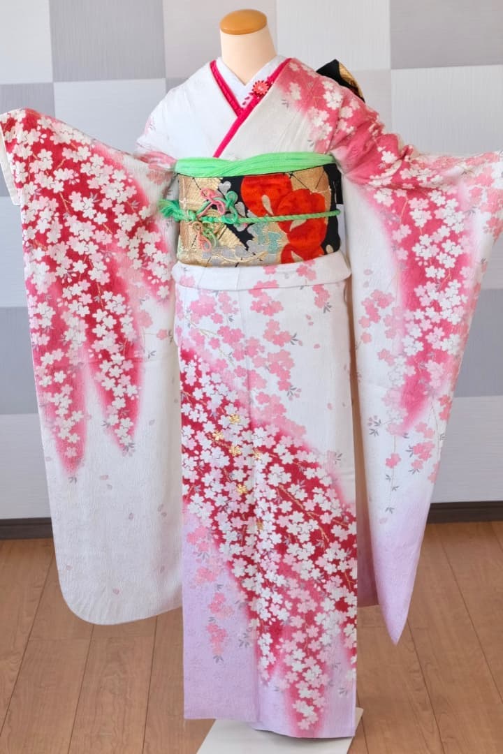 結婚式振袖レンタル白ピンク